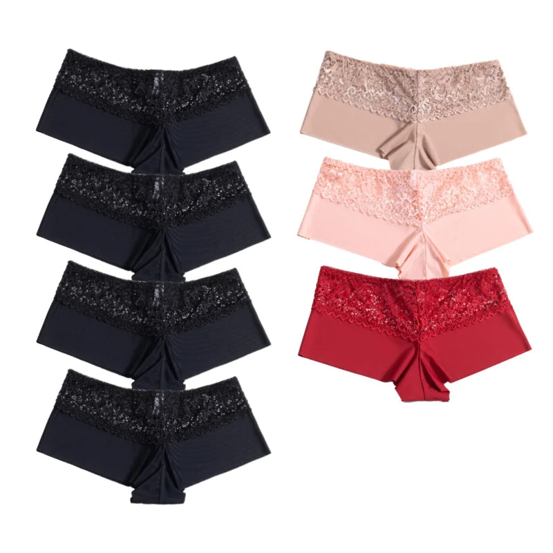 7Pcs/Set Women'S Panties Sexy Lace Temptation Female Underwear Solid Elasticity Boxers for Women Breathable Lingerie Soft Briefs