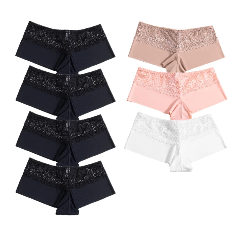 7Pcs/Set Women'S Panties Sexy Lace Temptation Female Underwear Solid Elasticity Boxers for Women Breathable Lingerie Soft Briefs