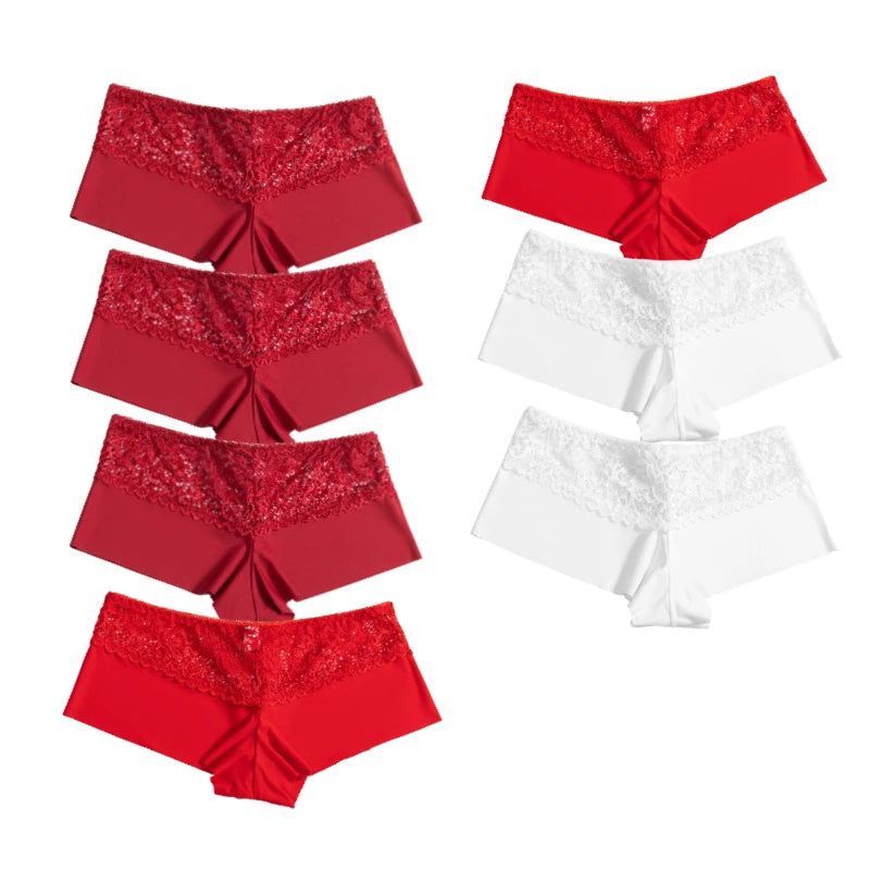 7Pcs/Set Women'S Panties Sexy Lace Temptation Female Underwear Solid Elasticity Boxers for Women Breathable Lingerie Soft Briefs