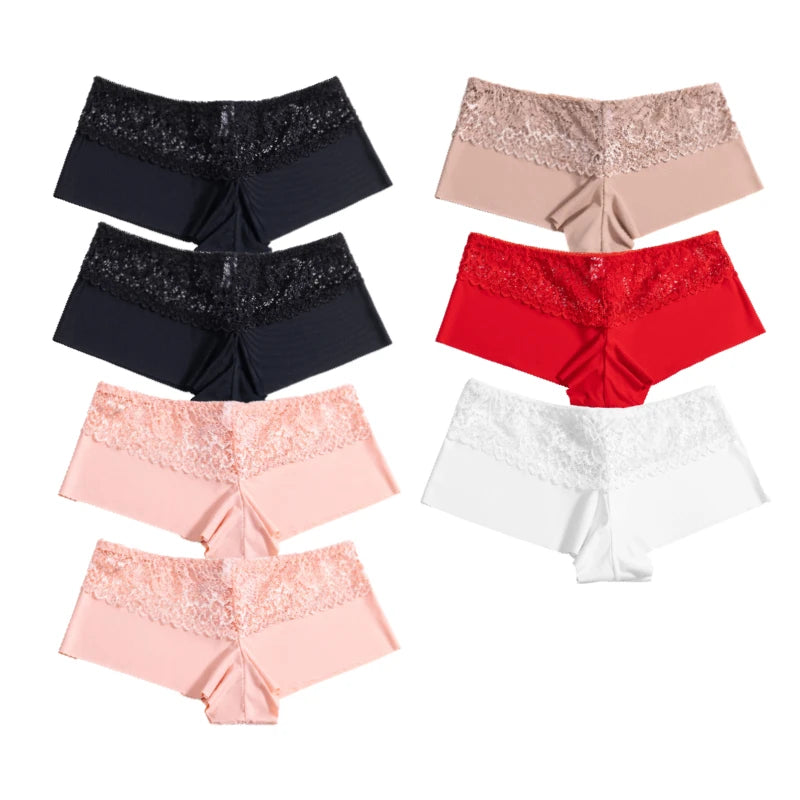 7Pcs/Set Women'S Panties Sexy Lace Temptation Female Underwear Solid Elasticity Boxers for Women Breathable Lingerie Soft Briefs