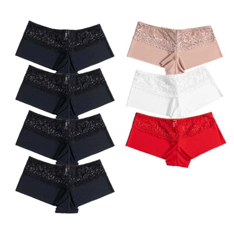 7Pcs/Set Women'S Panties Sexy Lace Temptation Female Underwear Solid Elasticity Boxers for Women Breathable Lingerie Soft Briefs