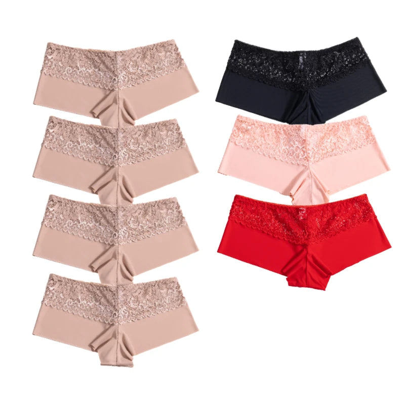 7Pcs/Set Women'S Panties Sexy Lace Temptation Female Underwear Solid Elasticity Boxers for Women Breathable Lingerie Soft Briefs