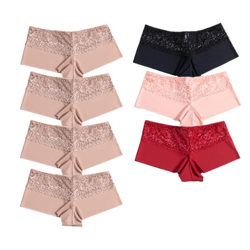 7Pcs/Set Women'S Panties Sexy Lace Temptation Female Underwear Solid Elasticity Boxers for Women Breathable Lingerie Soft Briefs