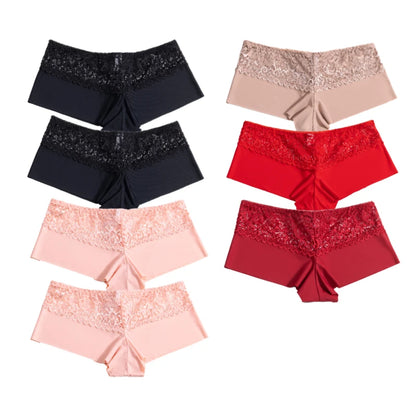 7Pcs/Set Women'S Panties Sexy Lace Temptation Female Underwear Solid Elasticity Boxers for Women Breathable Lingerie Soft Briefs