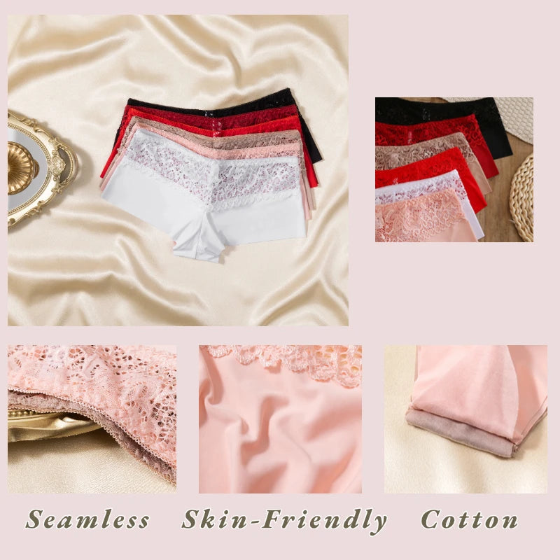 7Pcs/Set Women'S Panties Sexy Lace Temptation Female Underwear Solid Elasticity Boxers for Women Breathable Lingerie Soft Briefs