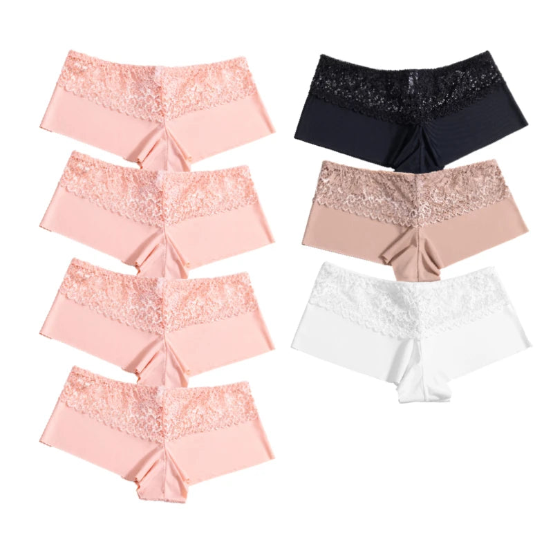 7Pcs/Set Women'S Panties Sexy Lace Temptation Female Underwear Solid Elasticity Boxers for Women Breathable Lingerie Soft Briefs