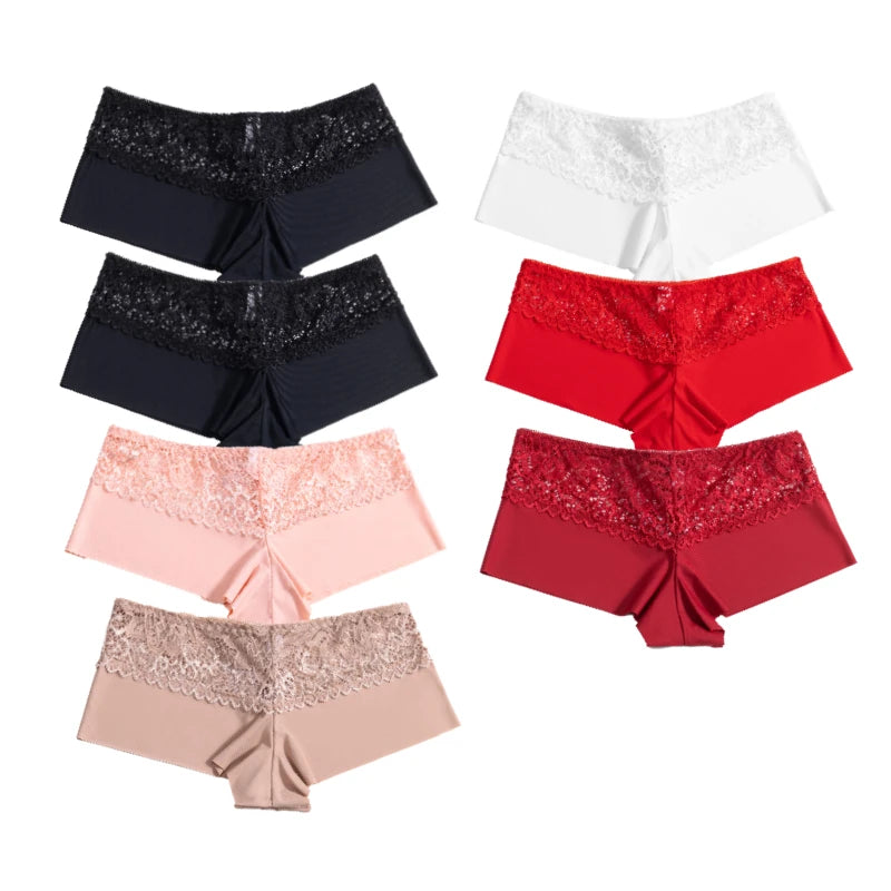 7Pcs/Set Women'S Panties Sexy Lace Temptation Female Underwear Solid Elasticity Boxers for Women Breathable Lingerie Soft Briefs