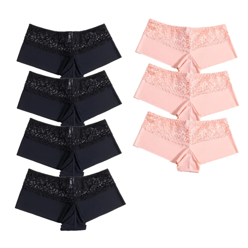 7Pcs/Set Women'S Panties Sexy Lace Temptation Female Underwear Solid Elasticity Boxers for Women Breathable Lingerie Soft Briefs