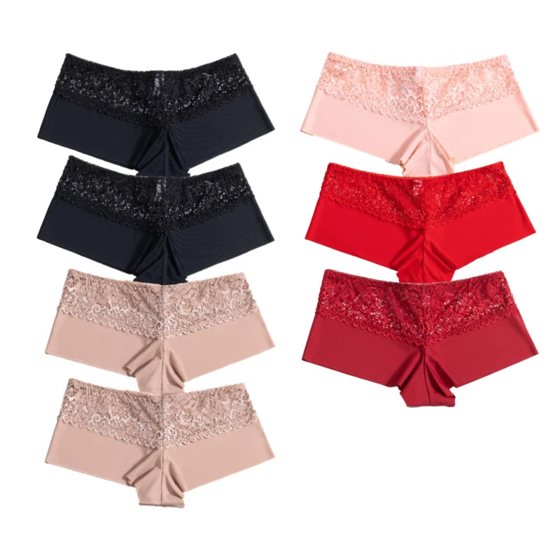 7Pcs/Set Women'S Panties Sexy Lace Temptation Female Underwear Solid Elasticity Boxers for Women Breathable Lingerie Soft Briefs