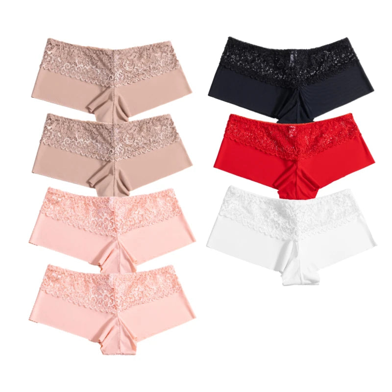 7Pcs/Set Women'S Panties Sexy Lace Temptation Female Underwear Solid Elasticity Boxers for Women Breathable Lingerie Soft Briefs