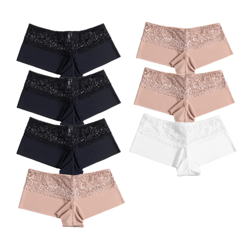 7Pcs/Set Women'S Panties Sexy Lace Temptation Female Underwear Solid Elasticity Boxers for Women Breathable Lingerie Soft Briefs