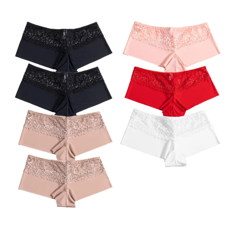 7Pcs/Set Women'S Panties Sexy Lace Temptation Female Underwear Solid Elasticity Boxers for Women Breathable Lingerie Soft Briefs