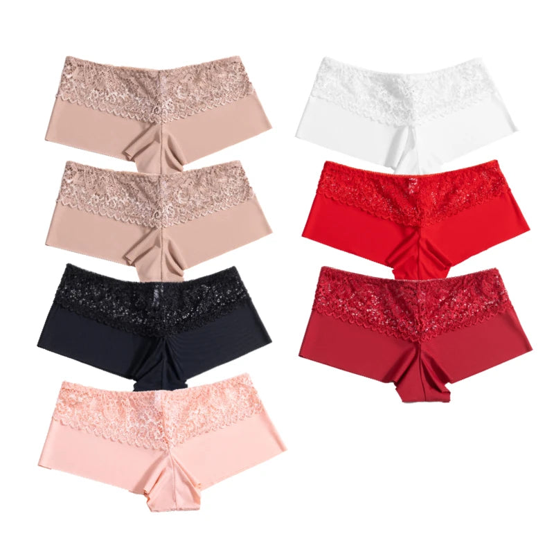 7Pcs/Set Women'S Panties Sexy Lace Temptation Female Underwear Solid Elasticity Boxers for Women Breathable Lingerie Soft Briefs