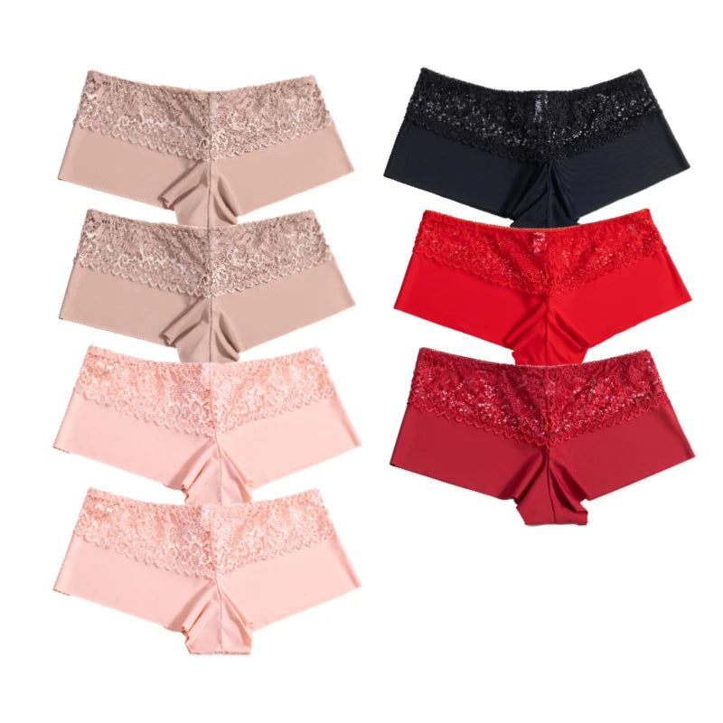 7Pcs/Set Women'S Panties Sexy Lace Temptation Female Underwear Solid Elasticity Boxers for Women Breathable Lingerie Soft Briefs