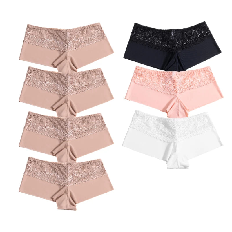 7Pcs/Set Women'S Panties Sexy Lace Temptation Female Underwear Solid Elasticity Boxers for Women Breathable Lingerie Soft Briefs